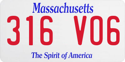 MA license plate 316VO6