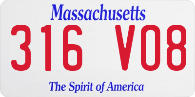 MA license plate 316VO8