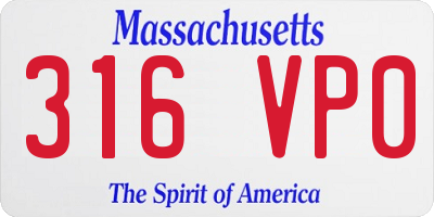 MA license plate 316VP0
