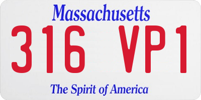 MA license plate 316VP1