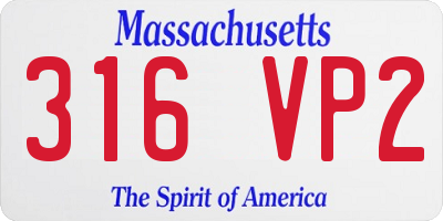 MA license plate 316VP2