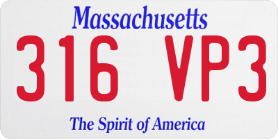 MA license plate 316VP3
