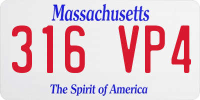 MA license plate 316VP4