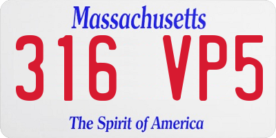 MA license plate 316VP5
