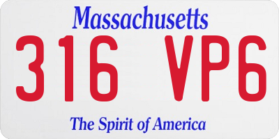 MA license plate 316VP6