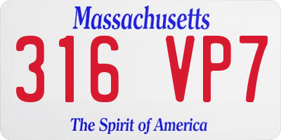 MA license plate 316VP7