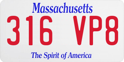 MA license plate 316VP8