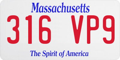 MA license plate 316VP9