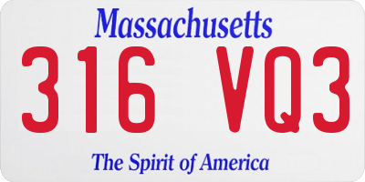 MA license plate 316VQ3