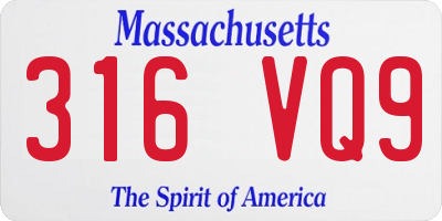 MA license plate 316VQ9