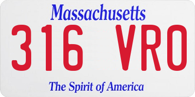 MA license plate 316VR0