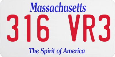 MA license plate 316VR3