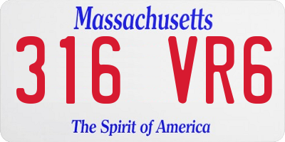 MA license plate 316VR6
