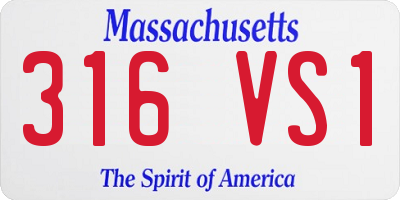 MA license plate 316VS1