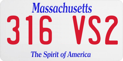 MA license plate 316VS2