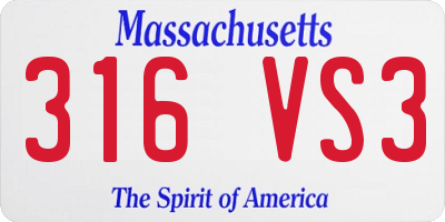 MA license plate 316VS3