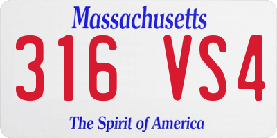 MA license plate 316VS4
