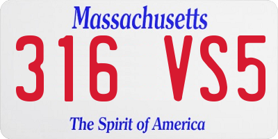 MA license plate 316VS5