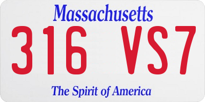 MA license plate 316VS7
