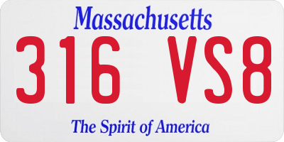 MA license plate 316VS8