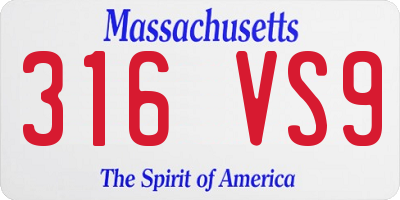 MA license plate 316VS9