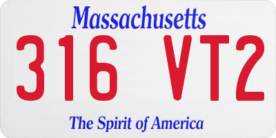 MA license plate 316VT2