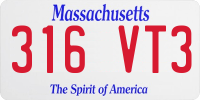 MA license plate 316VT3