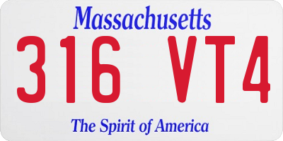 MA license plate 316VT4