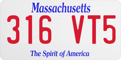 MA license plate 316VT5