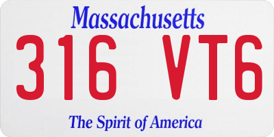 MA license plate 316VT6