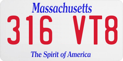 MA license plate 316VT8