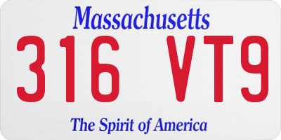 MA license plate 316VT9