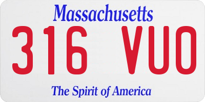 MA license plate 316VU0