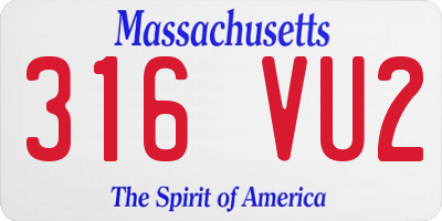 MA license plate 316VU2