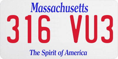 MA license plate 316VU3