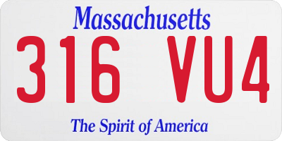 MA license plate 316VU4