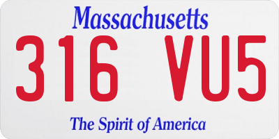 MA license plate 316VU5
