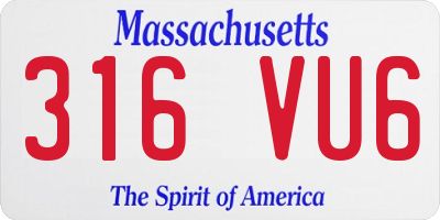MA license plate 316VU6