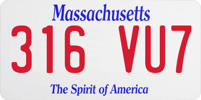 MA license plate 316VU7