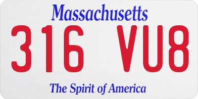 MA license plate 316VU8