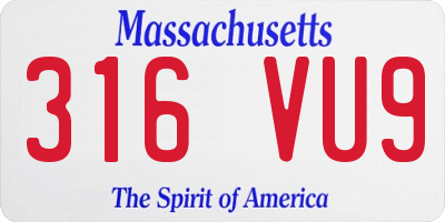 MA license plate 316VU9