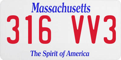 MA license plate 316VV3