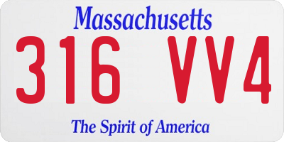 MA license plate 316VV4
