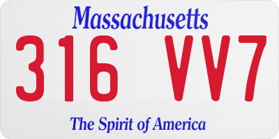 MA license plate 316VV7