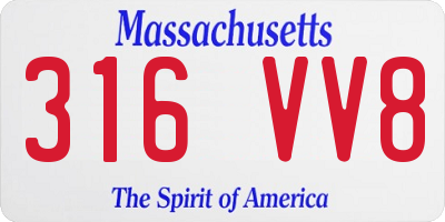 MA license plate 316VV8
