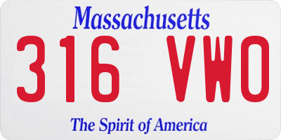 MA license plate 316VW0