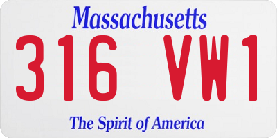 MA license plate 316VW1
