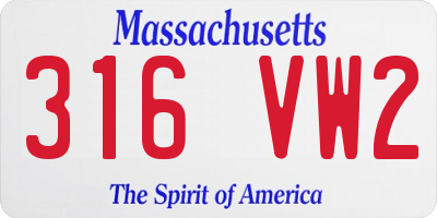 MA license plate 316VW2