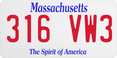 MA license plate 316VW3