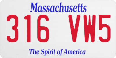 MA license plate 316VW5